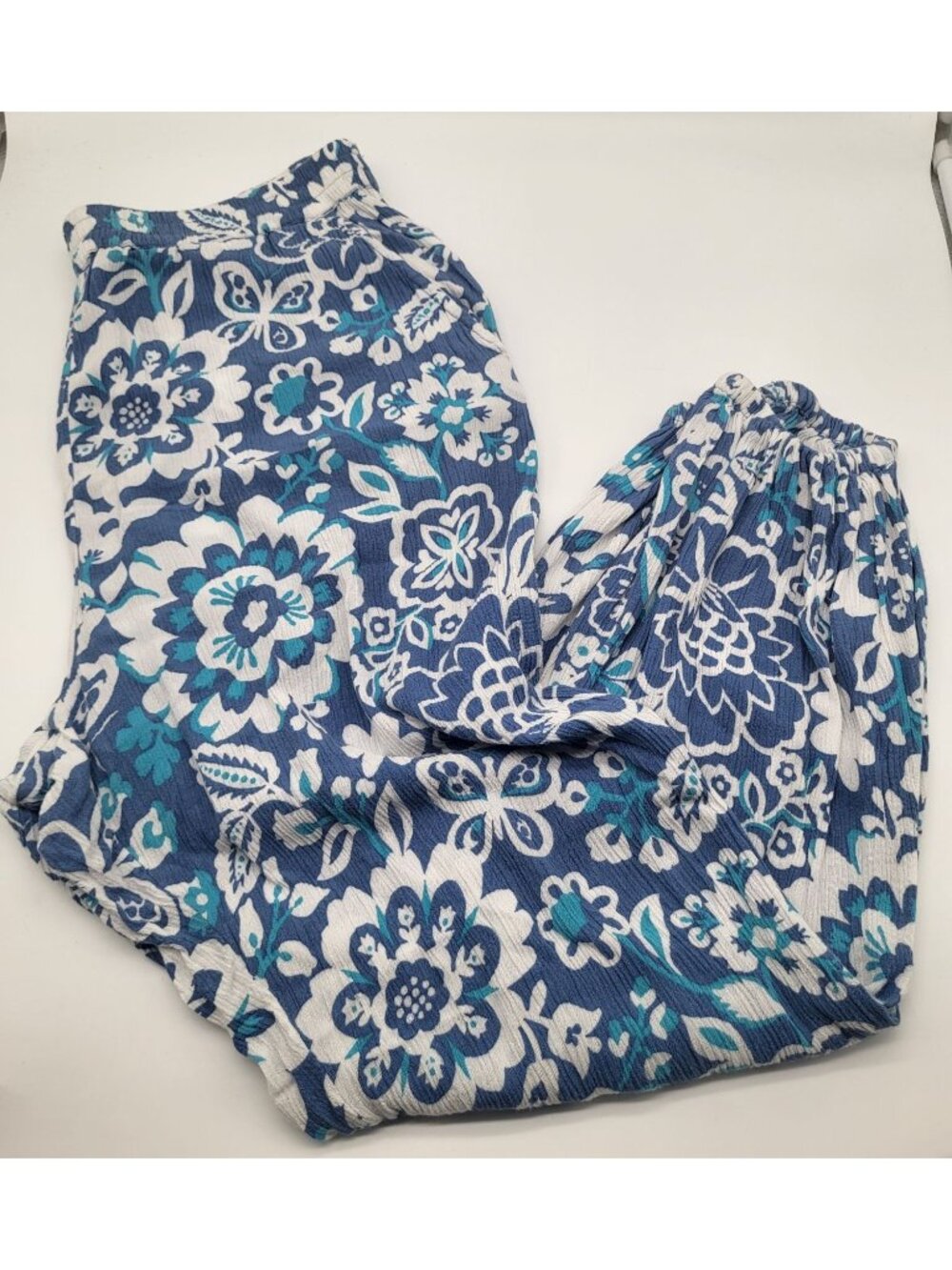 O'Neill Women's LG Elsie Pants Lounge Floral Beach Pull On Blue White Boho Surf - Picture 8 of 8